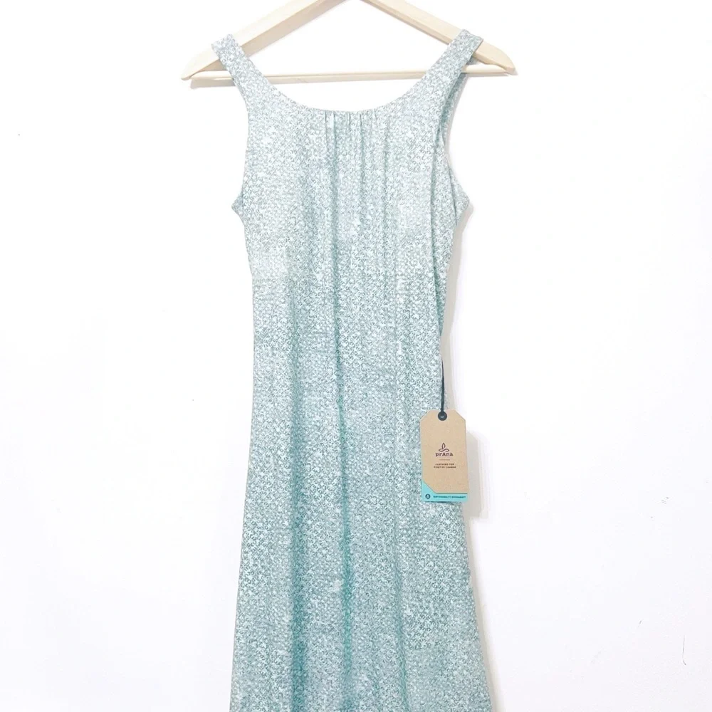 🤍PRANA Skypath Dress Sky Blue Green Halter cut out Backless Sundress - Picture 6 of 12